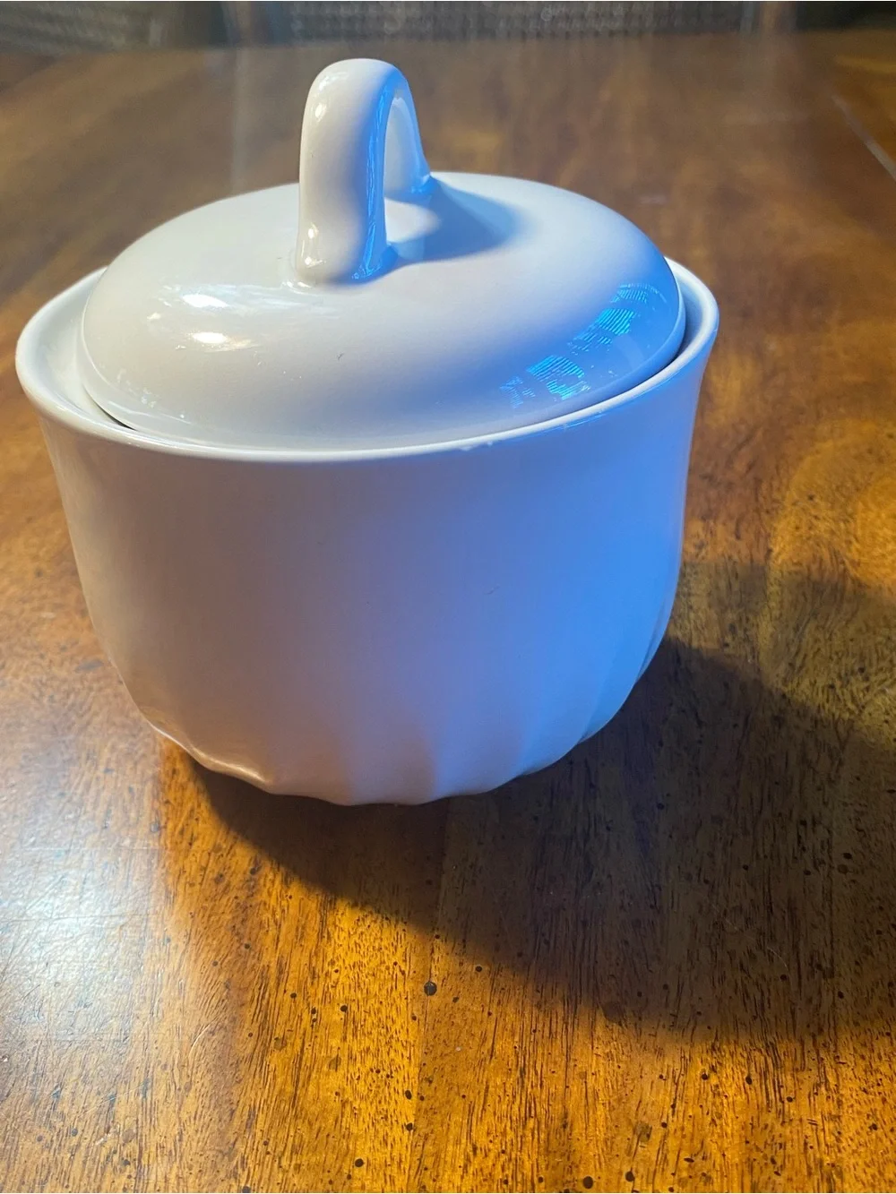 Corelle White Swirl Enhancement Covered Sugar Bowl